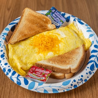 Ham and Cheese Omelet with Toast